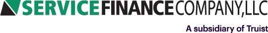 The Service Finance Company, LLC logo appears with the words "A subsidiary of Truist" in the lower right corner, representing a reliable partner that offers flexible financing solutions and personalized plans to support 3 Mountains Home Services' customers.
