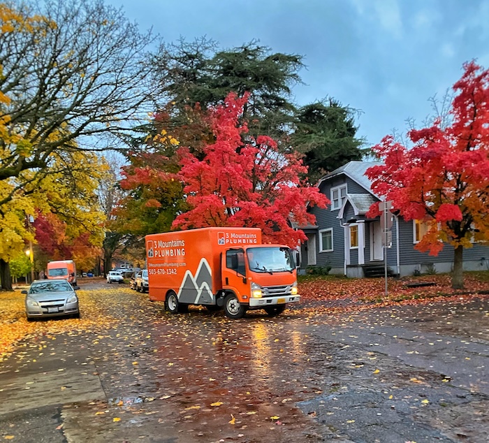 Truck on autumn day